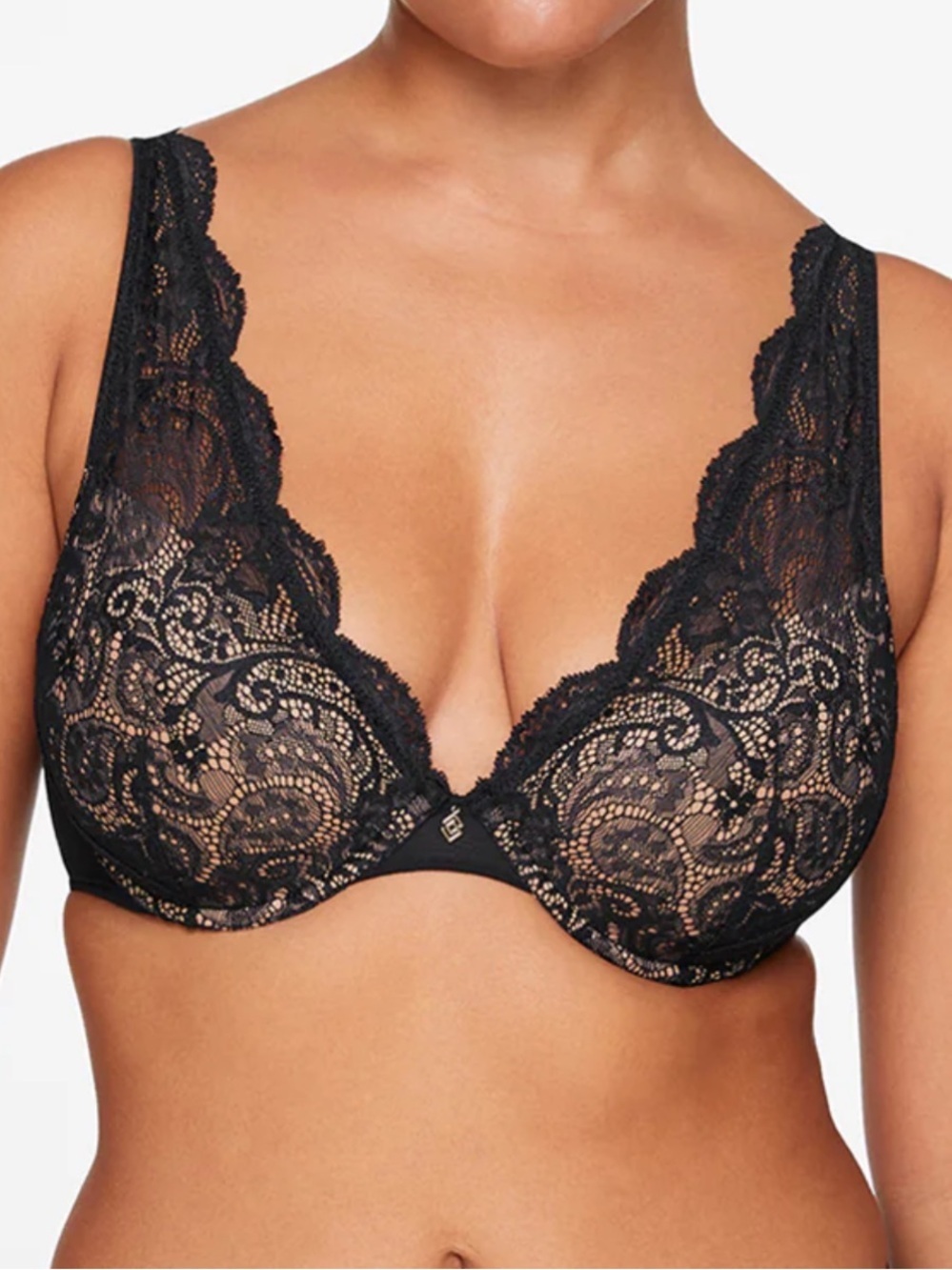 NWT thirdlove Lace Contour Plunge Bra black size 42D